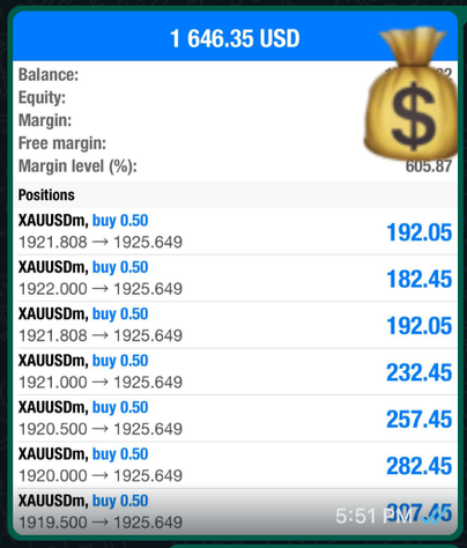Member gold trade positions in profit